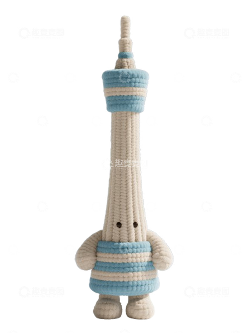 毛线编织电视塔萌趣卡通形象图