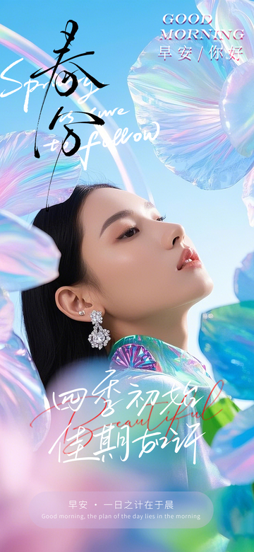 春日清新女性写真海报设计素材