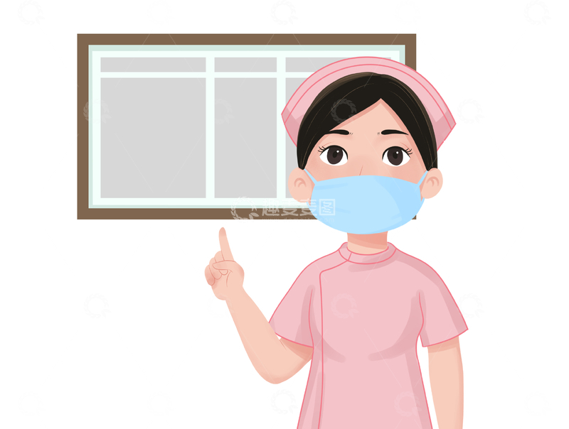 源文件下载【趣麦麦图】-粉色护士形象示意动作辅助生殖医用插画