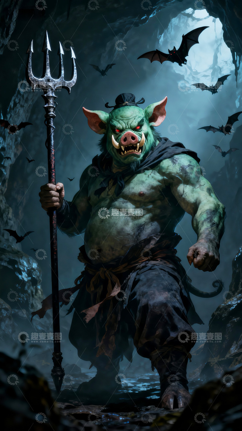 高清大图下载【趣麦麦图】猪刚鬣洞穴战斗插画2