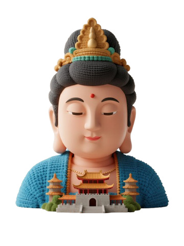 可爱乐山大佛的观音毛线手作图2