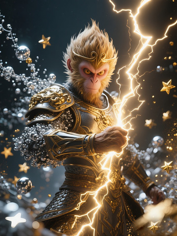 悟空战甲闪电特效艺术图