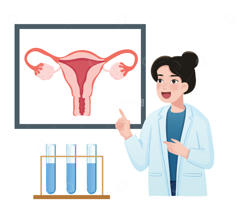 源文件下载【趣麦麦图】-医生讲解女性生殖系统知识辅助生殖医用插画