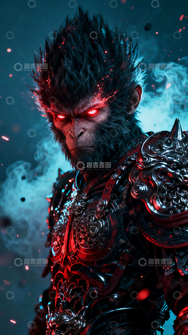 高清大图下载【趣麦麦图】黑神话暗黑风格悟空战神艺术插画