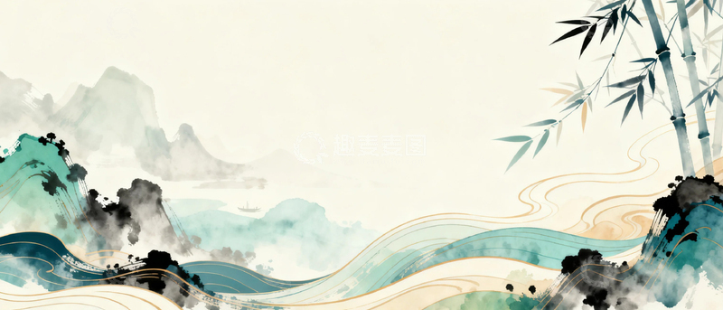 高清大图下载【趣麦麦图】中国风水墨山水背景3