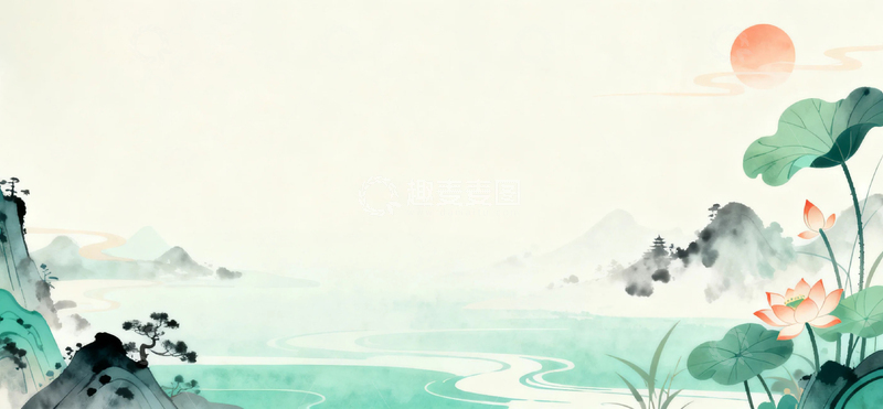 高清大图下载【趣麦麦图】中国风水墨山水背景17