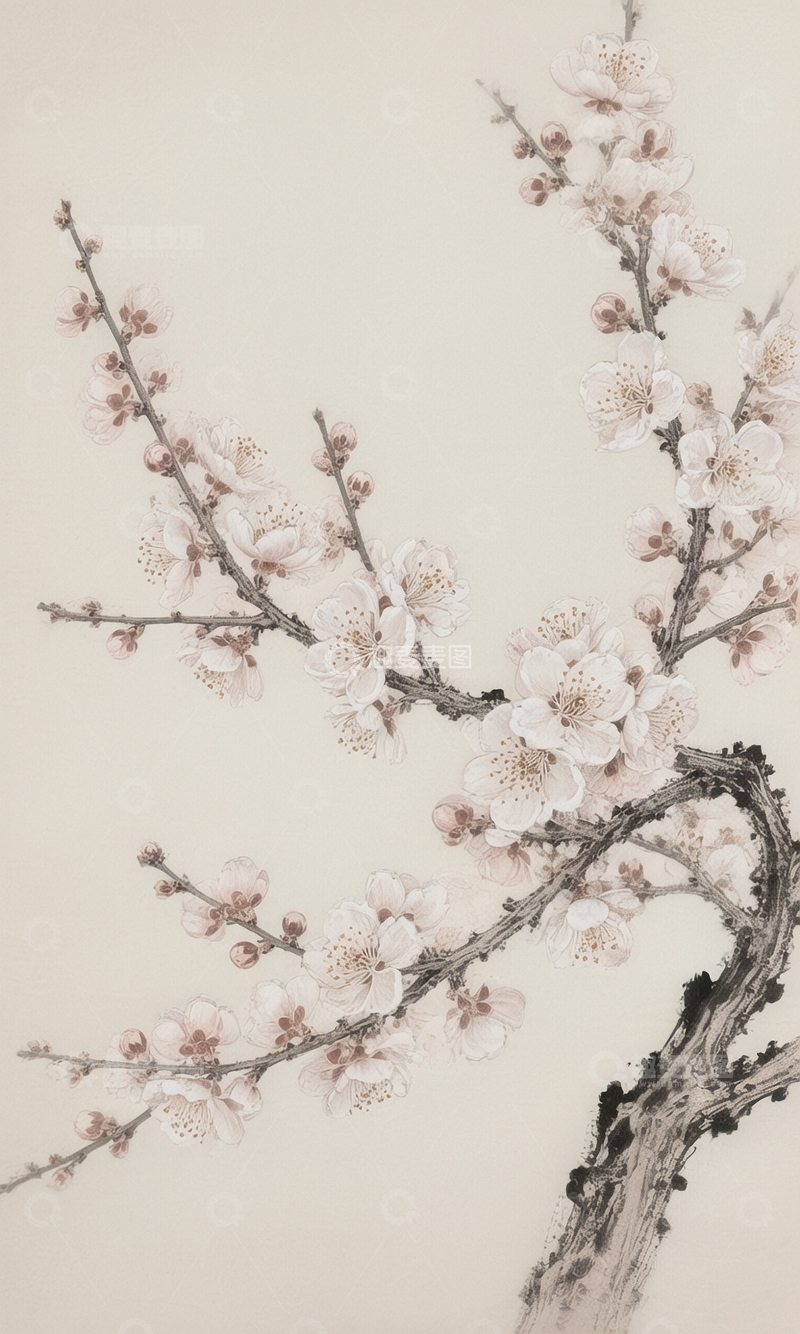 高清大图下载【趣麦麦图】工笔梅花盛开图2