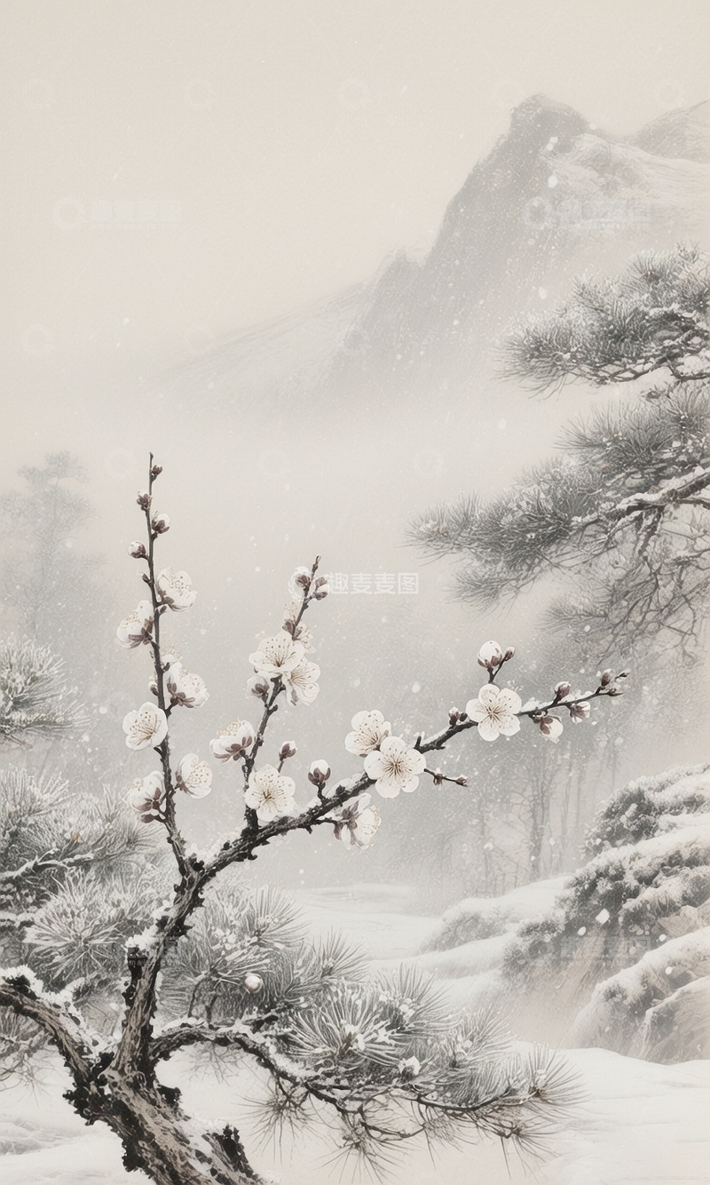 高清大图下载【趣麦麦图】雪中寒梅傲骨开3