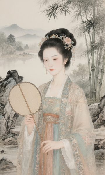 古风仕女执扇图8