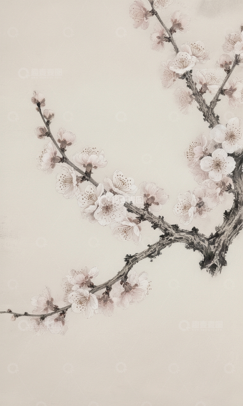 高清大图下载【趣麦麦图】工笔梅花盛开图3