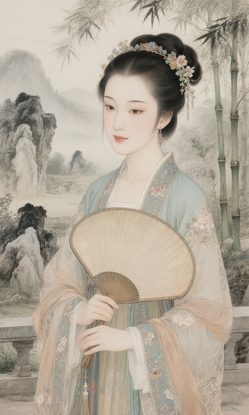 古风仕女执扇图7