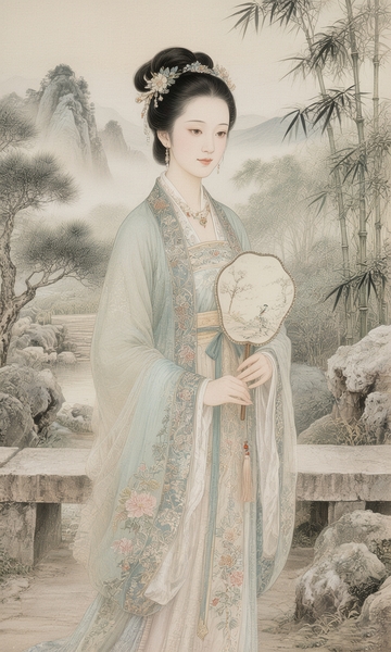 古风仕女执扇图11
