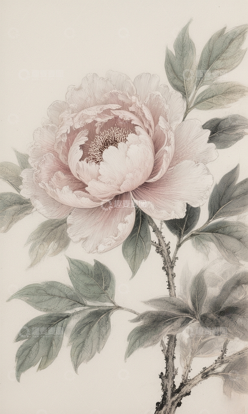 高清大图下载【趣麦麦图】工笔画牡丹图3