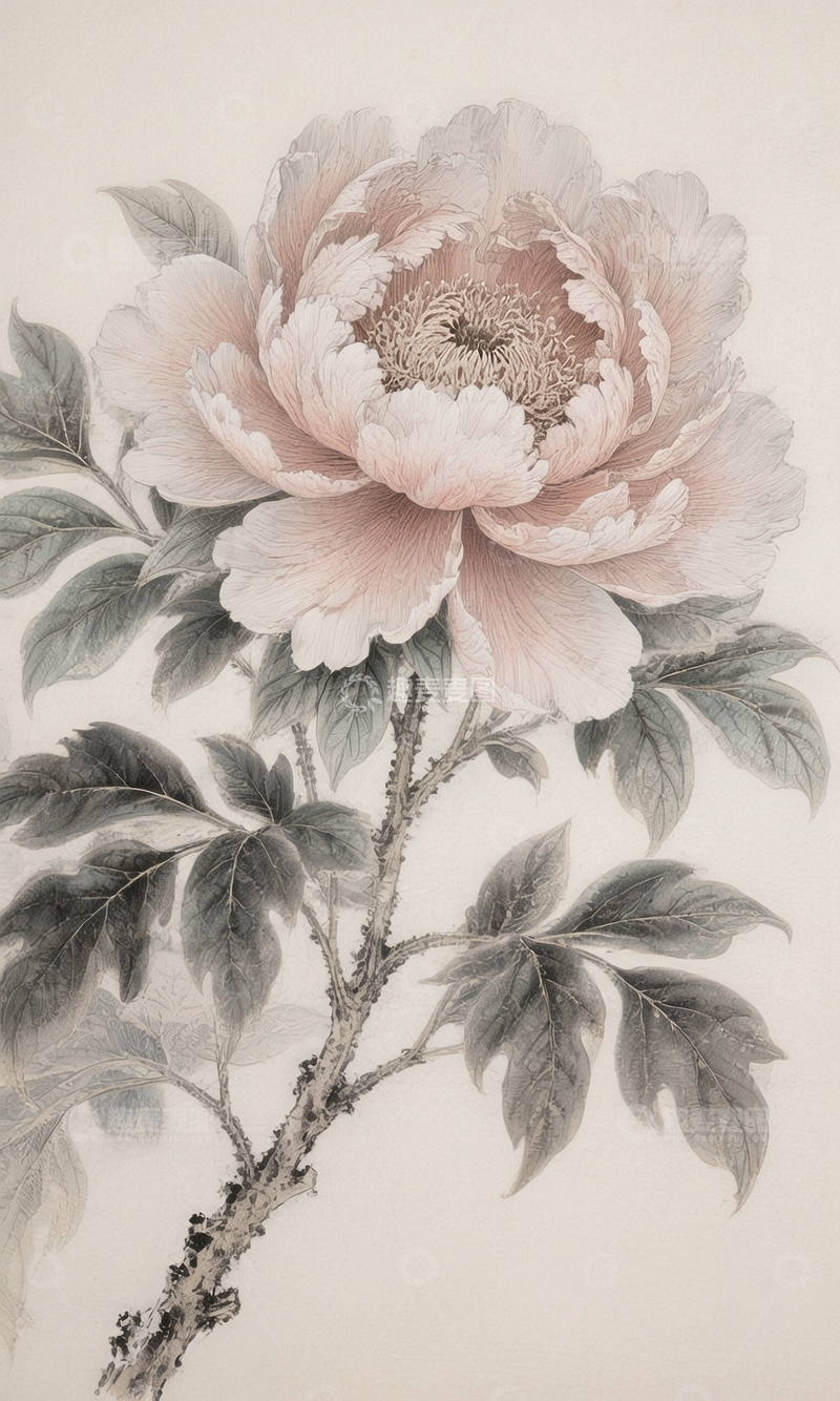 高清大图下载【趣麦麦图】工笔画牡丹图4