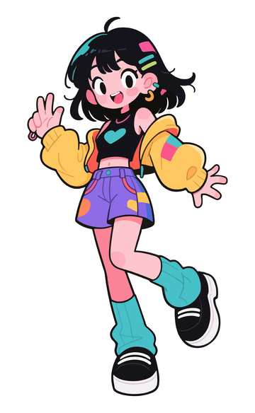 卡通女孩时尚插画