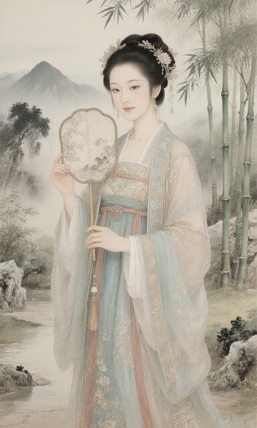 古风仕女执扇图12