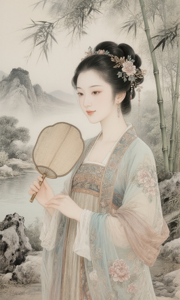 古风仕女执扇图9