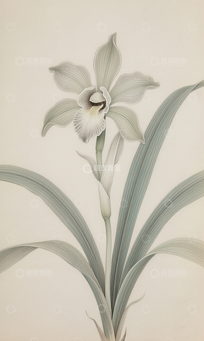 高清大图下载【趣麦麦图】工笔兰花艺术图4