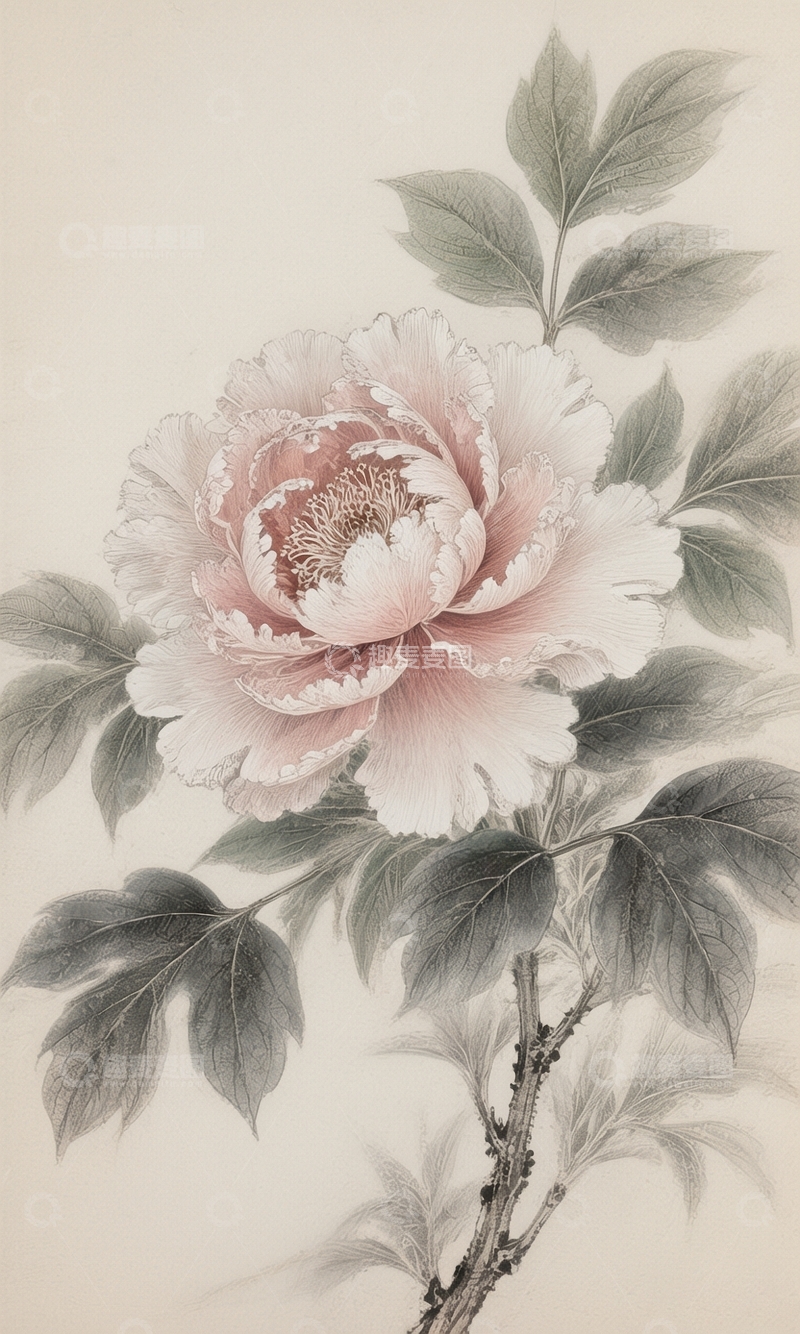 高清大图下载【趣麦麦图】工笔画牡丹图2