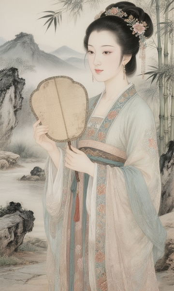 古风仕女执扇图6