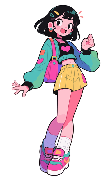 卡通风格少女插画设计素材