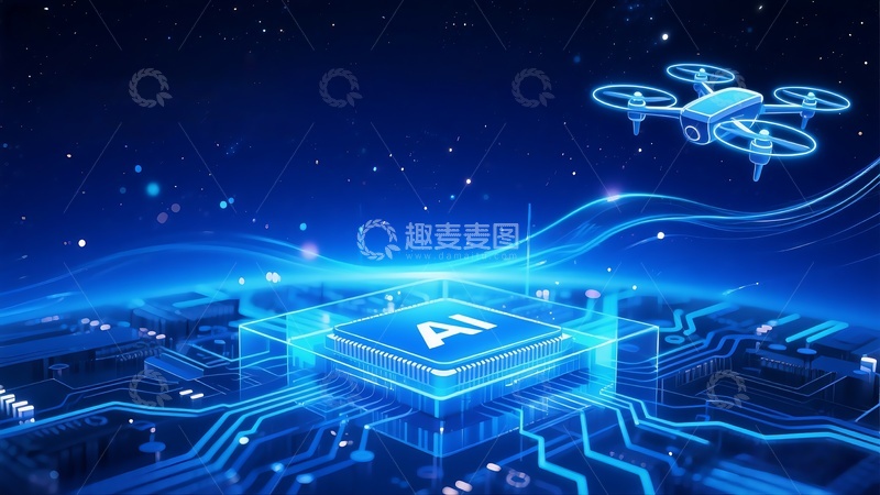 高清大图下载【趣麦麦图】科幻蓝色未来主义无人机科技背景