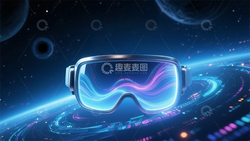 高清大图下载【趣麦麦图】科幻蓝色未来主义VR眼镜背景