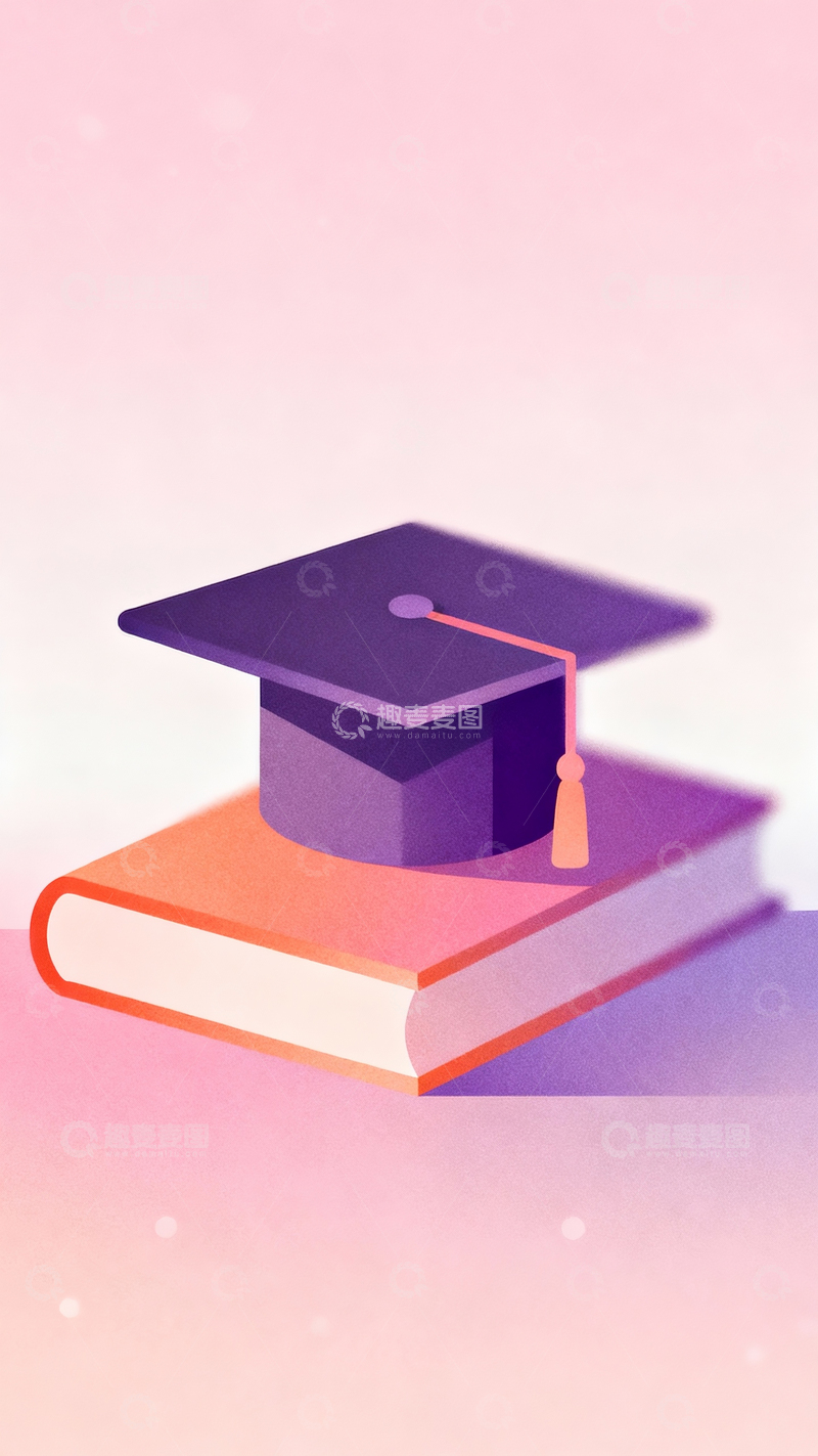高清大图下载【趣麦麦图】-毕业帽置于书本之上背景