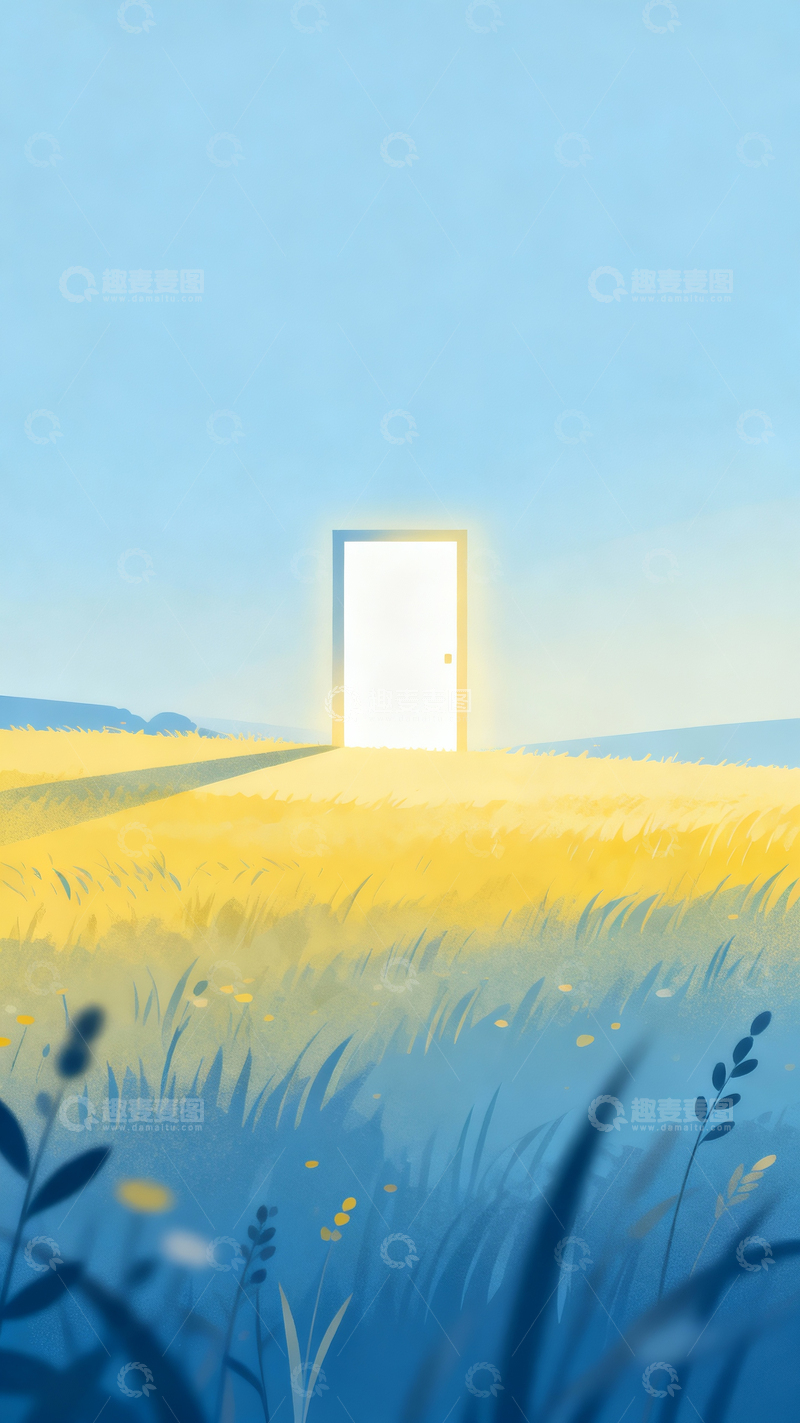 高清大图下载【趣麦麦图】田野中的发光门