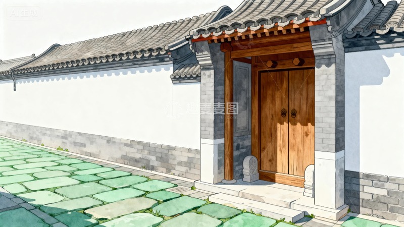 高清大图下载【趣麦麦图】国风老北京胡同背景14