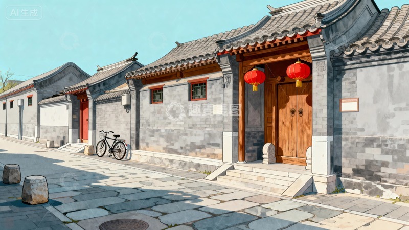 高清大图下载【趣麦麦图】中国风国潮风老北京胡同7