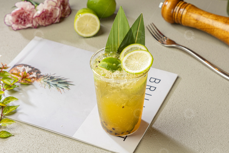 高清大图下载【趣麦麦图】百香果凤梨气泡水