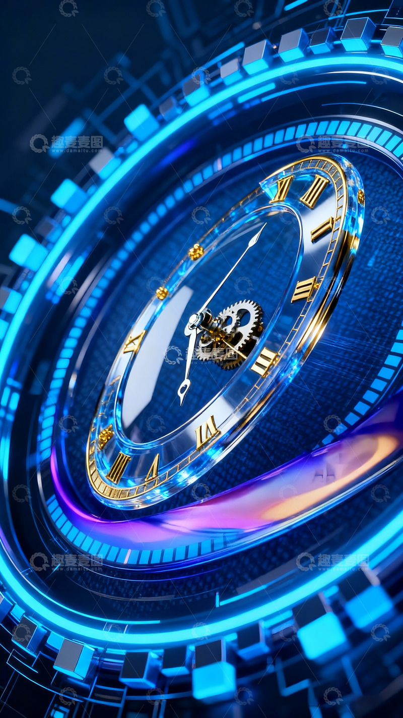 高清大图下载【趣麦麦图】科技时间钟表图