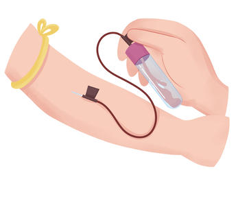 手部为手臂抽血插画图