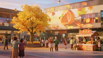 秋季市民游客行人街头拍照商业照片