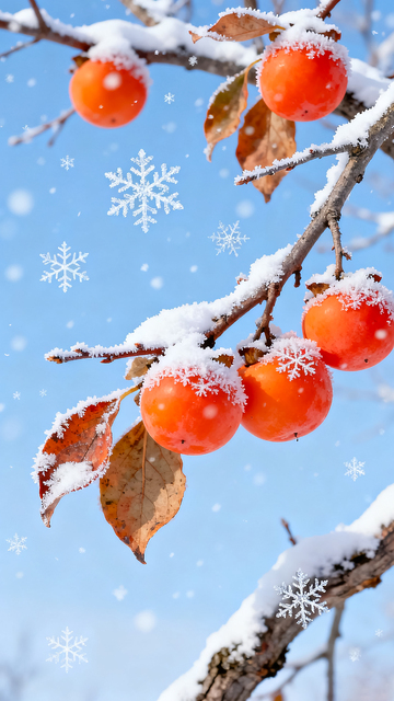 雪柿冬景自然风光摄影