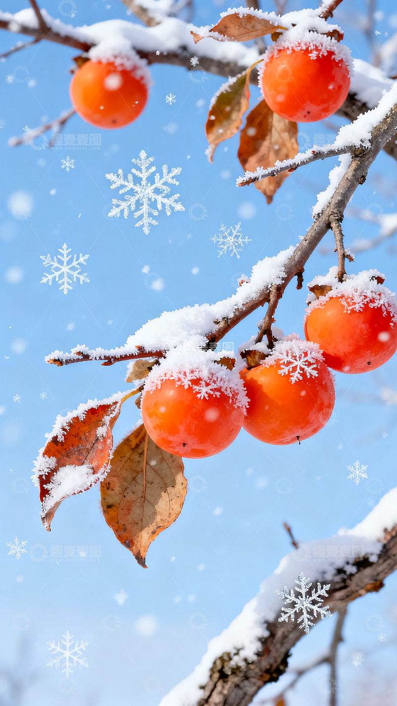高清大图下载【趣麦麦图】雪柿冬景自然风光摄影