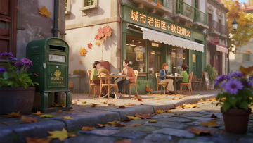 街道咖啡店休闲场景商业照片