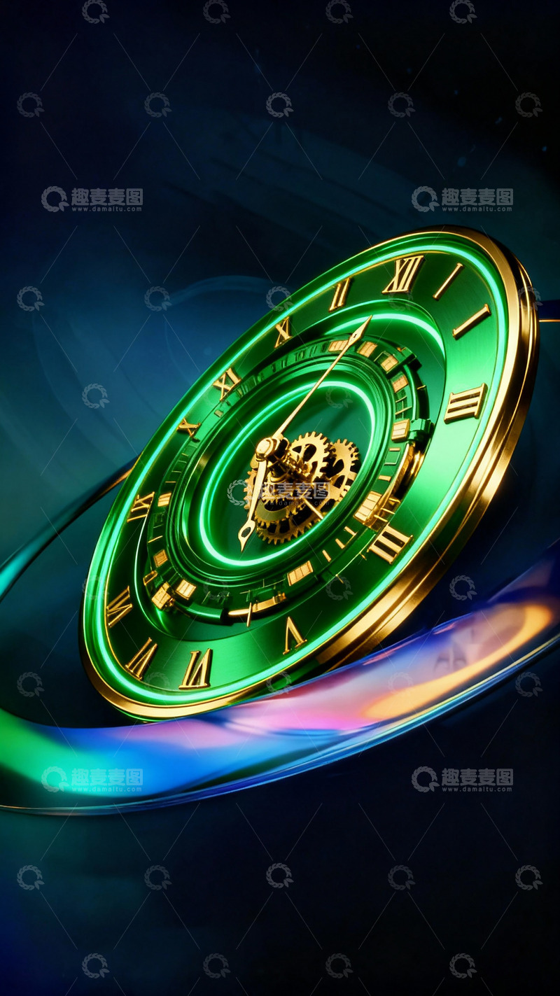 高清大图下载【趣麦麦图】绿色机械表盘2