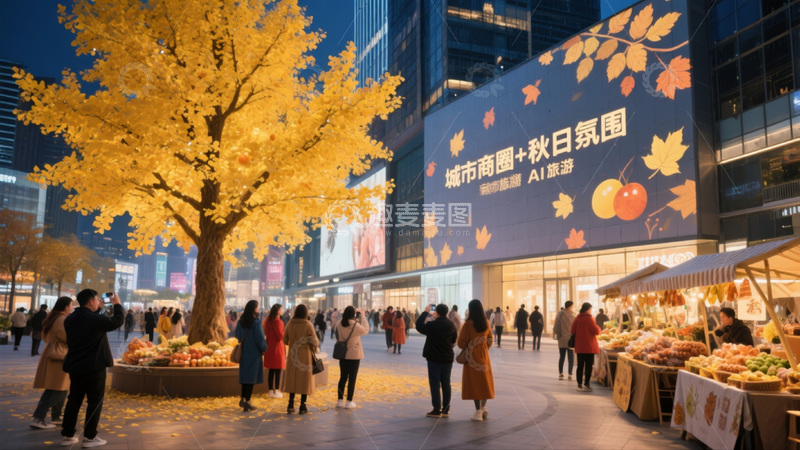 高清大图下载【趣麦麦图】市民游客行人街头拍照赏景商业照片