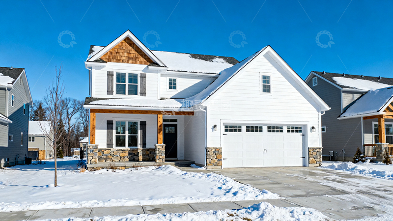 高清大图下载【趣麦麦图】-现代雪景住宅建筑风光摄影