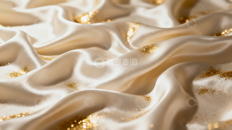 高清大图下载【趣麦麦图】米白色绸缎波浪褶皱1