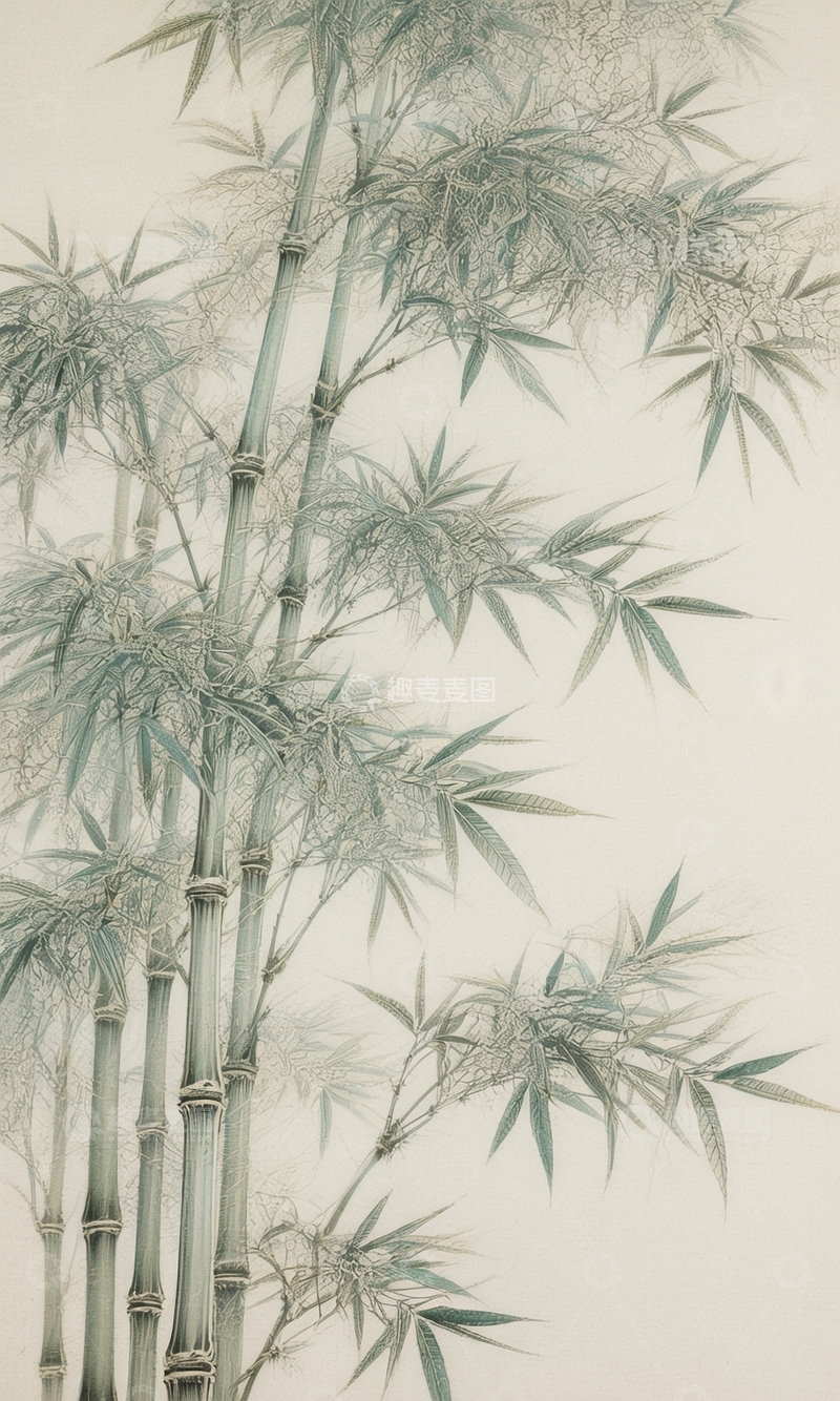 高清大图下载【趣麦麦图】水墨风竹林意境3