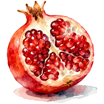 石榴水彩画水果插画