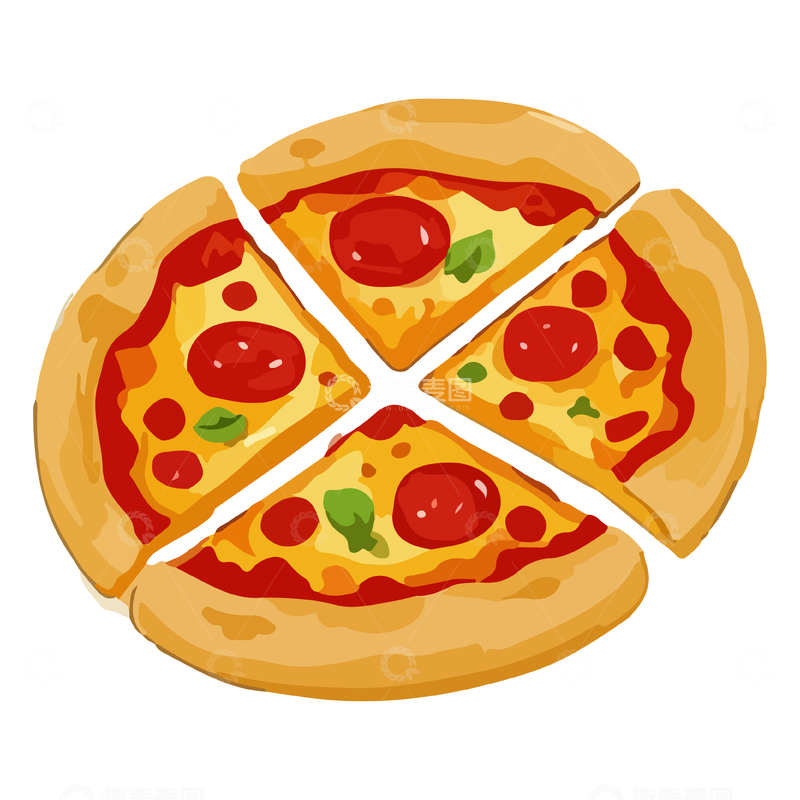 源文件下载【趣麦麦图】卡通披萨美食插画设计元素