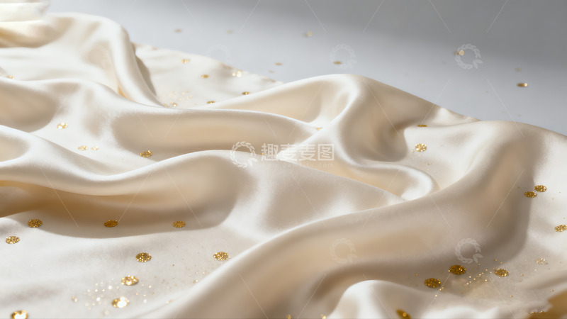 高清大图下载【趣麦麦图】米白色绸缎波浪褶皱0