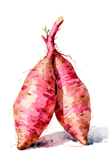 水彩红薯美味食材插画