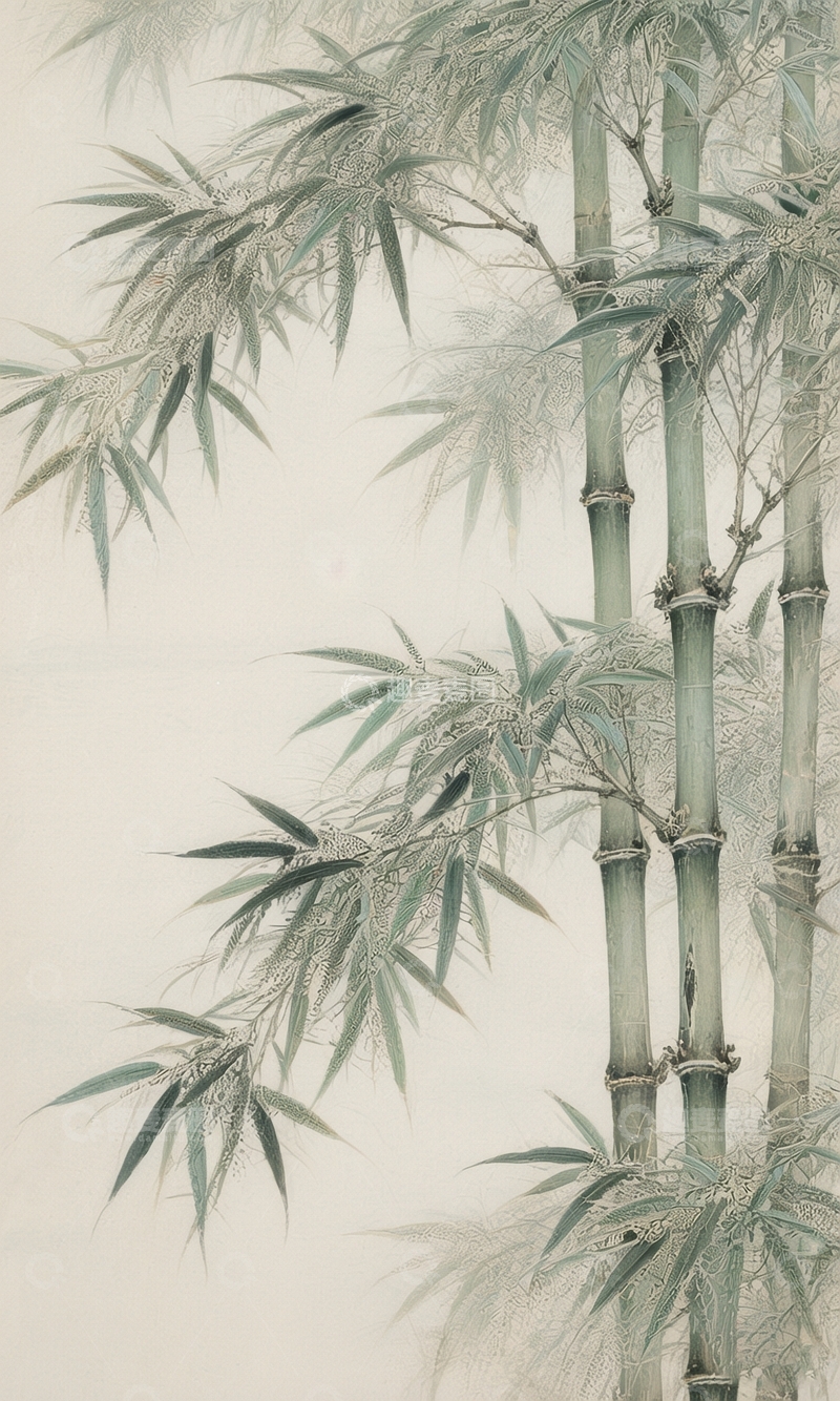高清大图下载【趣麦麦图】水墨风竹林意境4