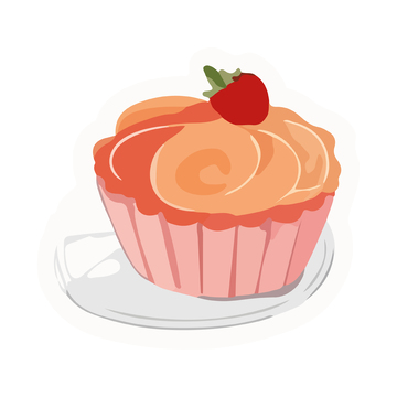 卡通草莓蛋糕插画设计素材