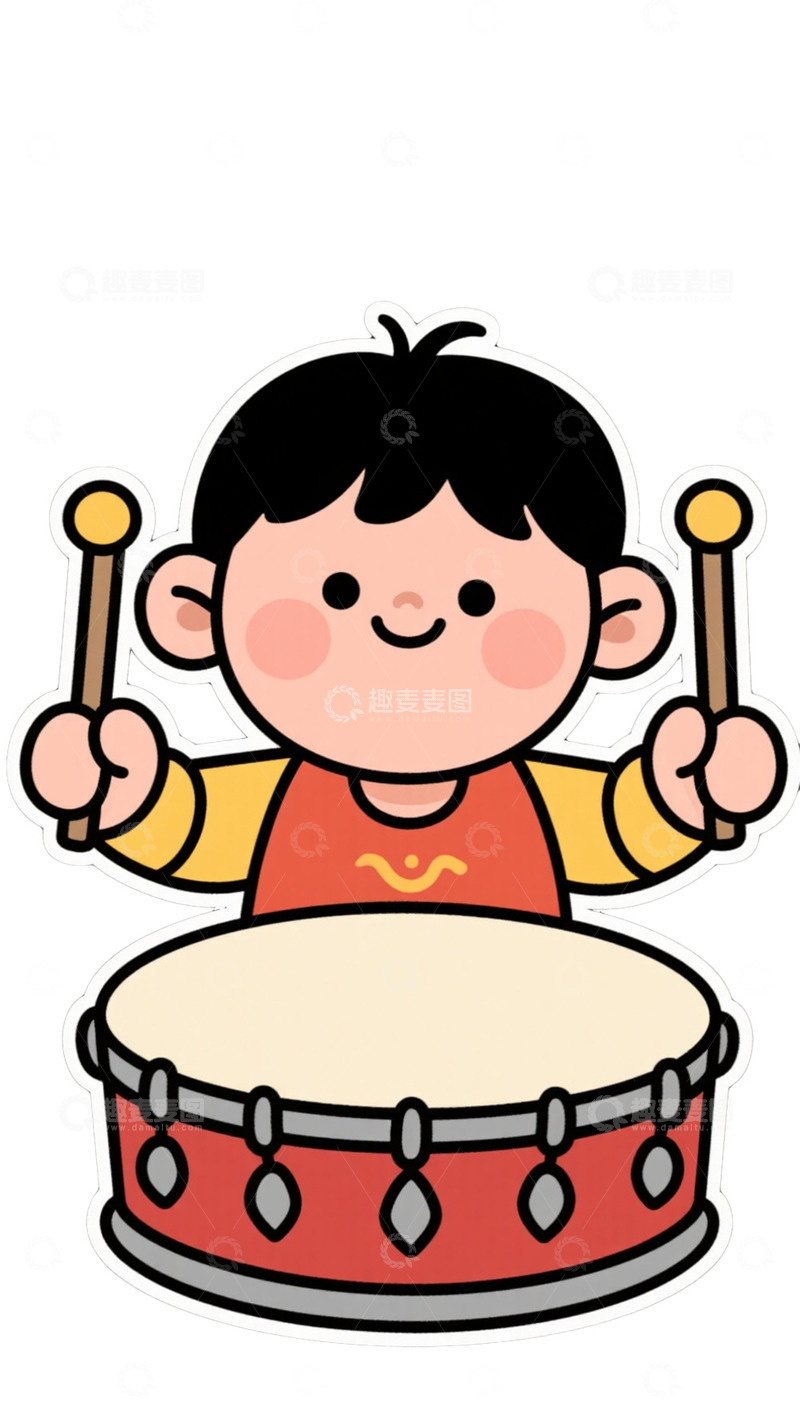 卡通鼓手贴纸设计素材
